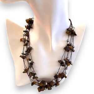 Vintage Tigers Eye Layered Thread Necklace